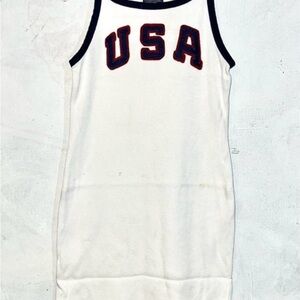 Rare Olympic Ralph Lauren team USA Ringer Tank Dress - White with Navy Trim